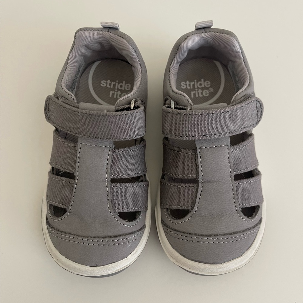 Stride Rite Toddler Grey Hook-and-Loop Closed-Toe Sandals